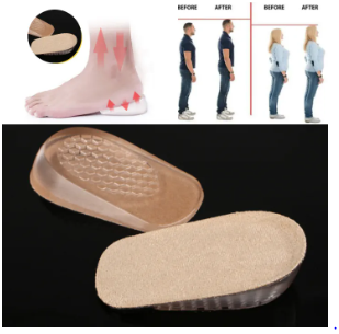 Silicone Gel Height Increase Insole Heel Lifting Inserts Shoe Foot Care Protector Elastic Cushion Arch Support Insert for Unisex